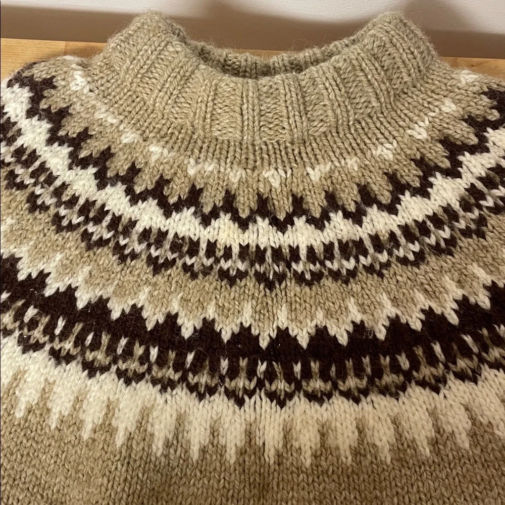 Handmade wool knit fair isle unisex sweater men’s size medium women’s large - Picture 8 of 15